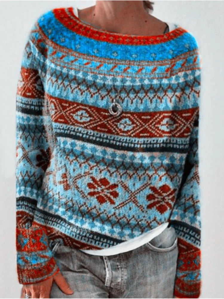 Warm Fashion Women Dark Green Round Neck Sweaters