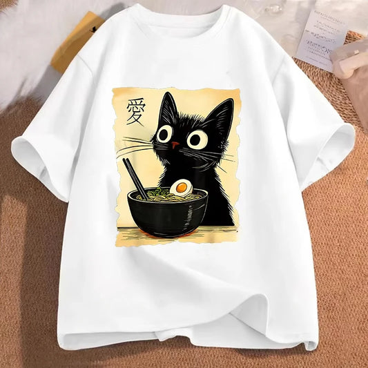 Ramen Cat Vibes: The Ultimate Oversized Anime Tee