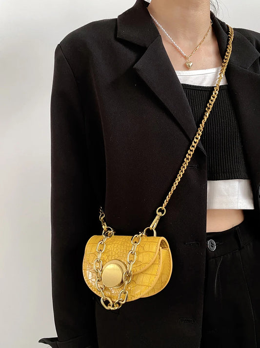 Y2k Mini Pu Leather Purse Trendy Half Moon Phone Lipstick Bag Fashionable Day Clutch For Women