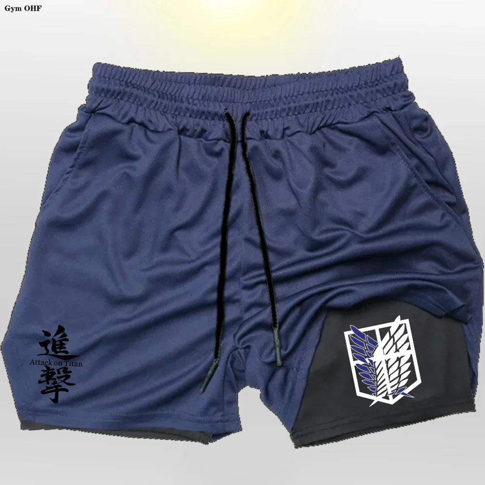New 2 In 1 Mens Gym Short