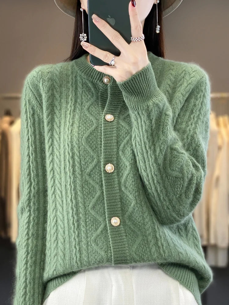 Thick Elastic Knitted Warm Cardigan Sweater