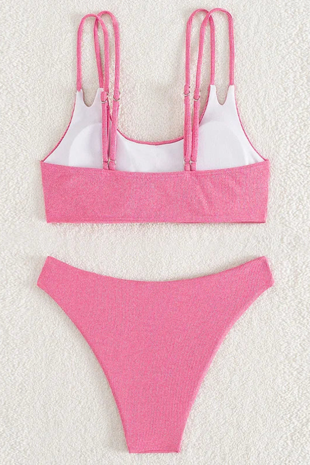 Ribbed High Leg 2-Piece Bikini Set | Trendy Swimwear 2025