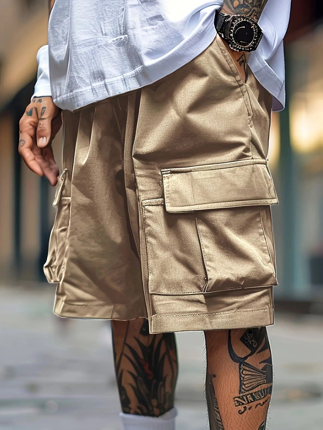 Men S Loose Cargo Shorts Casual Streetwear With Pockets For Beach Sports