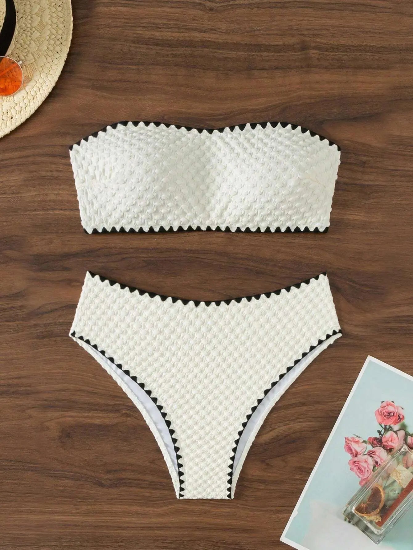 Two Pieces New White Bandage Stripe Bikini