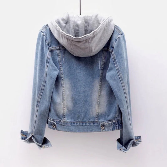 Lapel Collar Short Denim Jacket