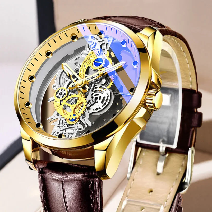 Super Creative Half Transparent Quartz Men Watches