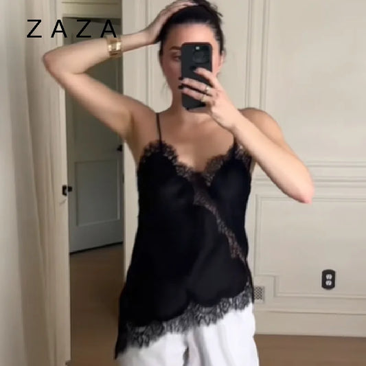 2025 Summer Satin Halter Top Womens Sexy Sleeveless Camisole Slim Fit Strap Vest Elegant Fashion Tank Tops