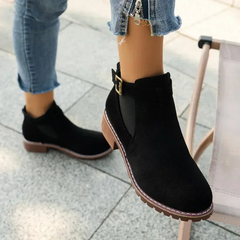Winter Fashion Buckled Slip On Boots