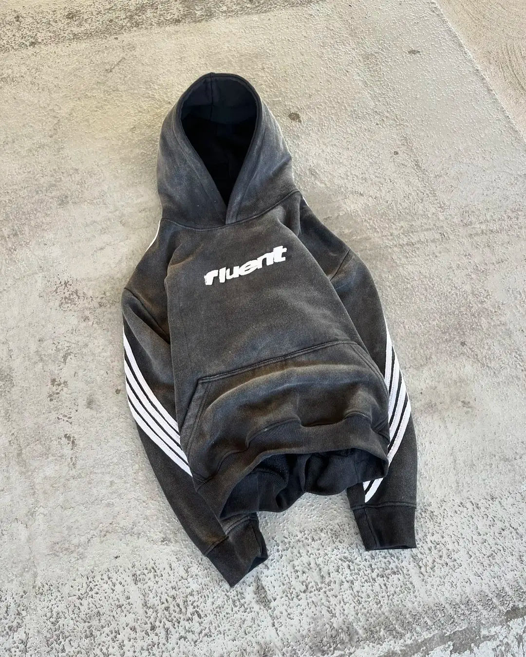 Stripes Graphic Pattern Black Oversized Hoodies