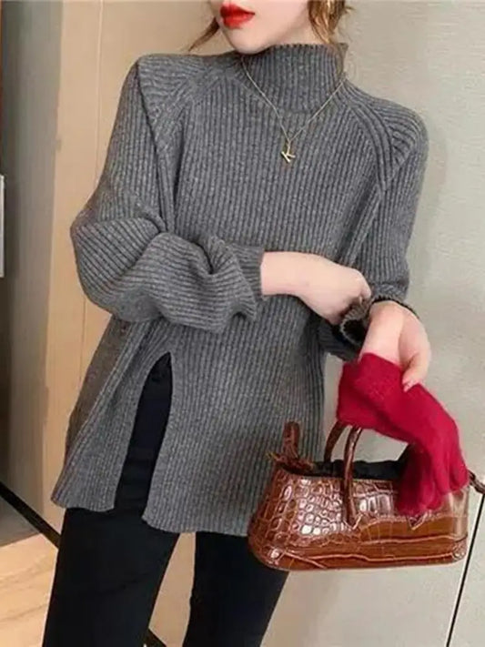 New Women S Pullover Sweater Off Shoulder Sexy Turtleneck Long Sleeve Casual Autumn Winter Blouse Top
