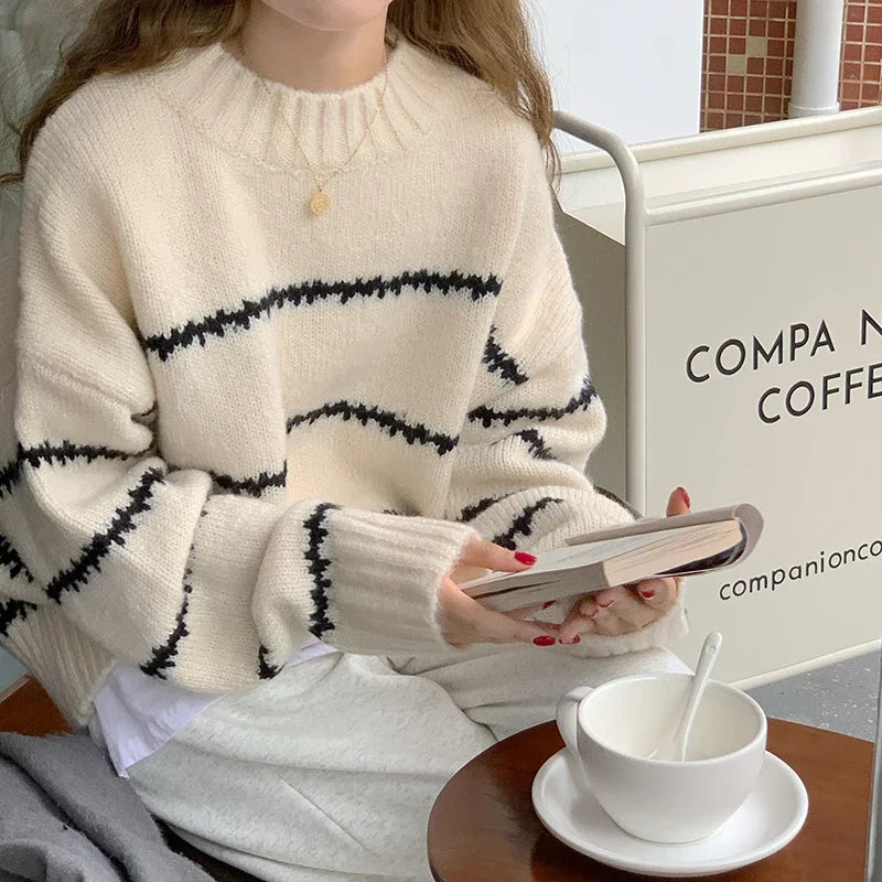 Oversized Aesthetic Striped Knit Sweater