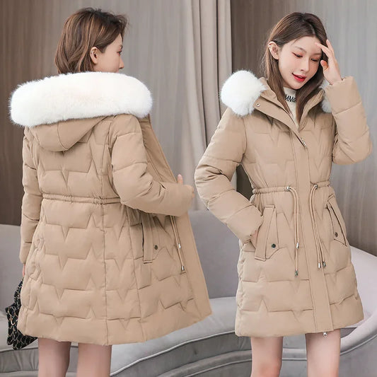 Casual Warm Fur Outwear Womens Parka