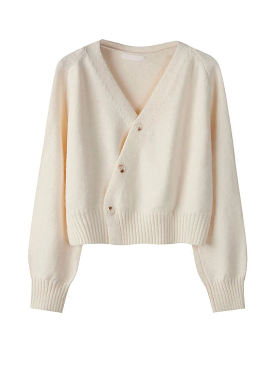 Womens Cherry Coded Mink Cashmere V Neck Cardigan Korean Style Long Knitted Sweater For Autumn Winter