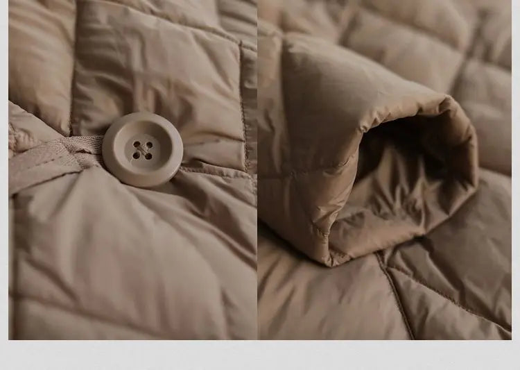 Diamond Grid Oversized Parka – Warm Wide-Waisted Winter Jacket for Women