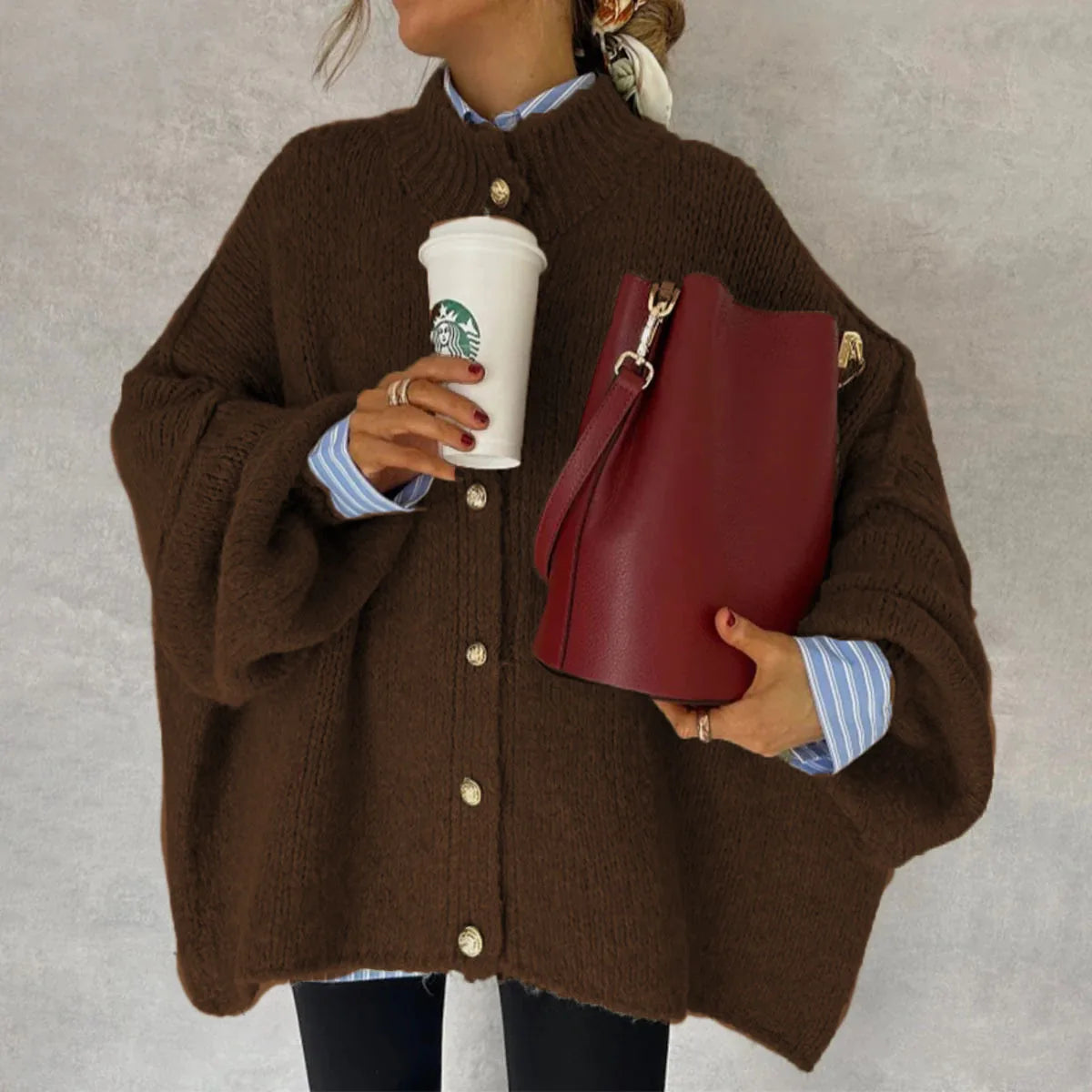 Casual Puffy Single Breasted Cardigan Sweater