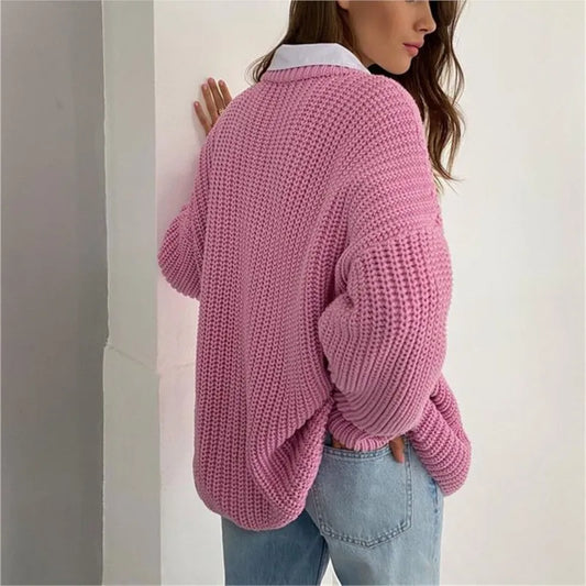 Casual O Neck Elegant Loose Sweaters
