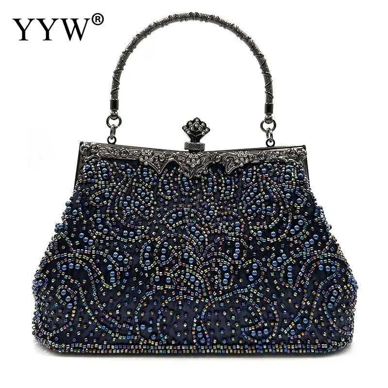Queen Style Antique Crystal Beaded Evening Handbag
