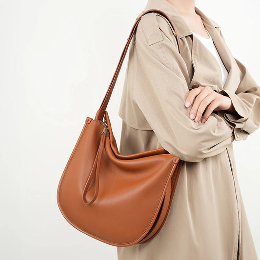Genuine Leather High Quality Single Shoulder Zipper Tote Bags