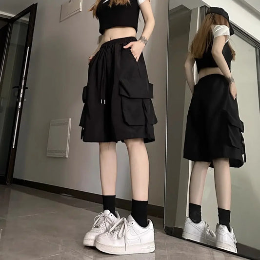 Pink Streetwear Oversized Cargo Shorts
