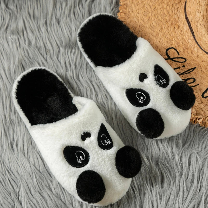 Womens Soft Cartoon Panda House Slippers