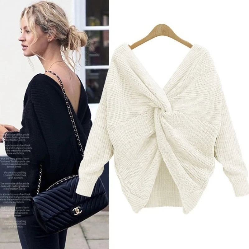 New V Neck Basic Style Autumn Winter Sweater For Women