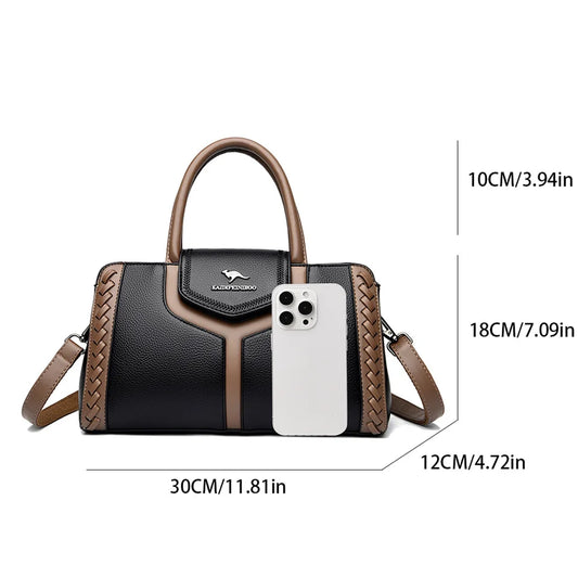 Versatile Texture Womens Handbag Large Capacity Retro Solid Color Leather Tote Vintage Commuter Niche Design Fashion Bag