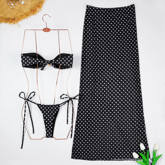 Italian Riviera Vibes Navy Blue Polka Dot Beach Set