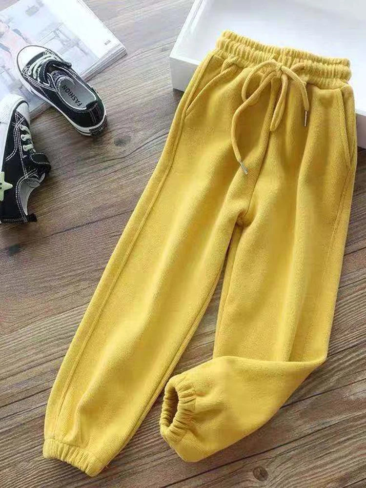 Warm Short Plush Inside Winter Cargo Pants For Women