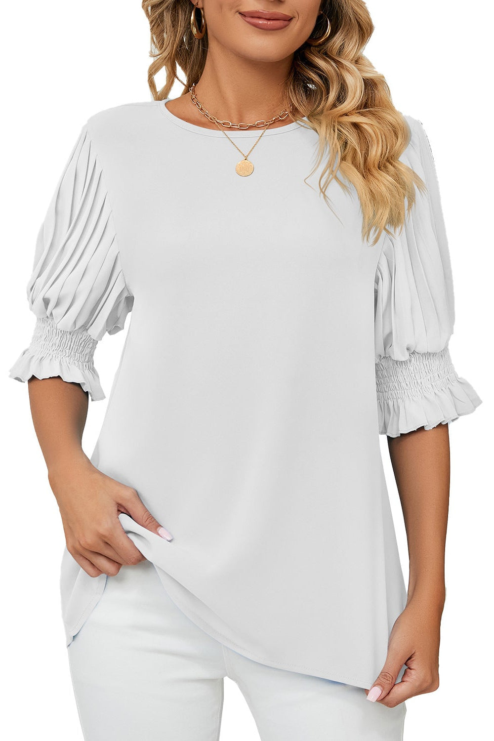 Soft Chiffon Blouse with Princess Sleeves – Elegant Casual & Dressy Outfit for Women