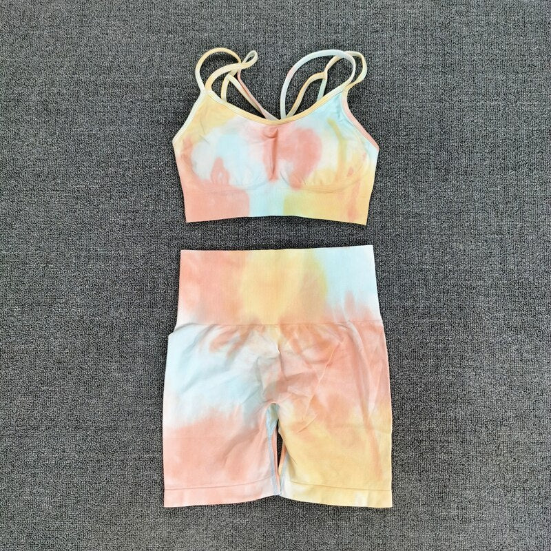 Tie-Dye Seamless Two-Piece Activewear Outfit Set | Vibrant Style 2025 Aesthetic