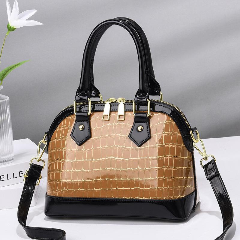 Street-Chic Crossbody Handbag PU Patent Leather Shell
