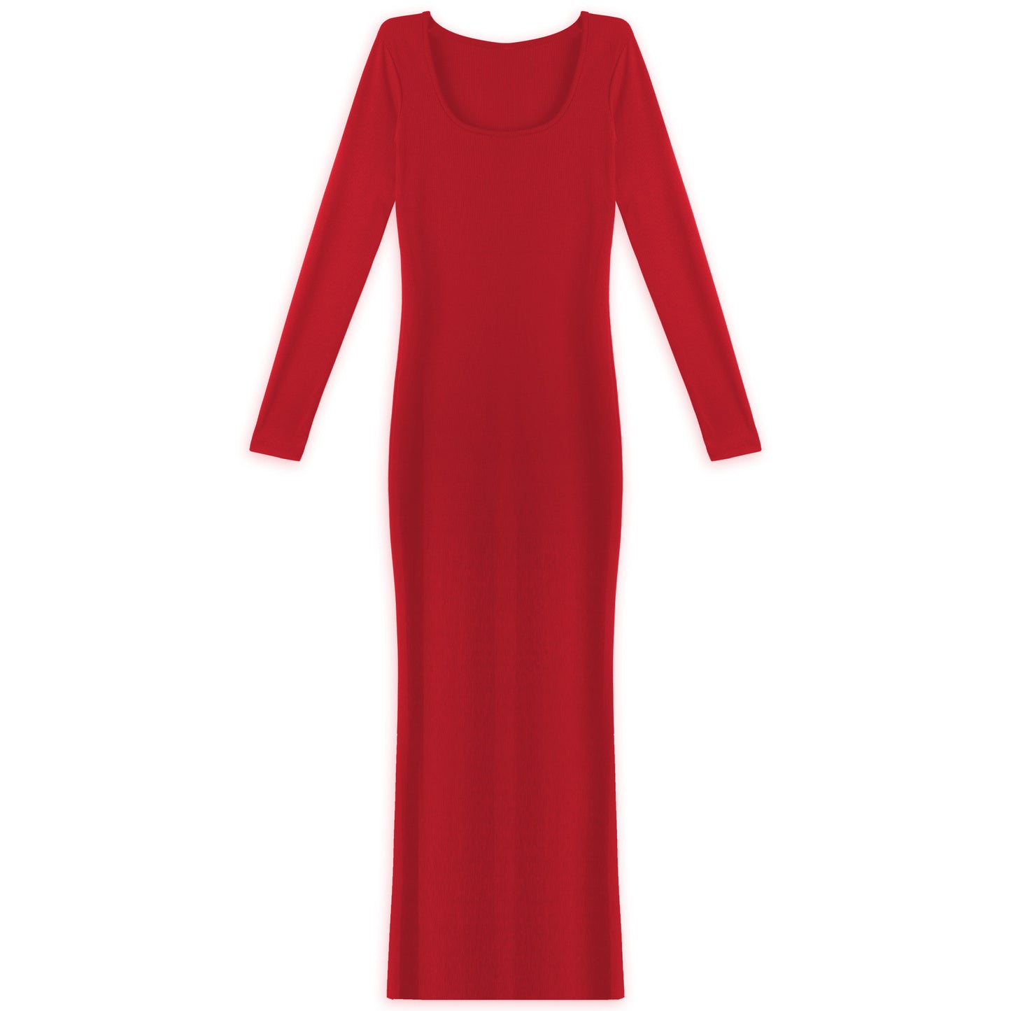 Elegant Long Sleeve Ribbed Mock Neck Solid Dress