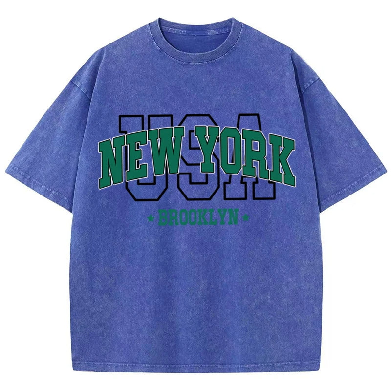 USA New York Printed O-Neck Tee – Women’s Casual Cotton T-Shirt, Street Style Outfit