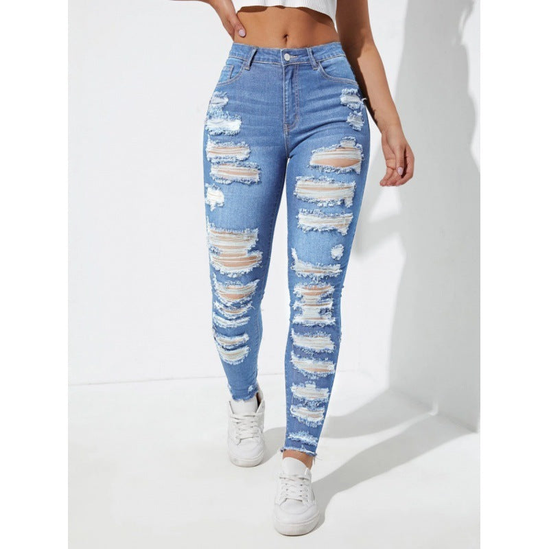 All-Match High-Waist Skinny Denim Trousers – Flattering Full-Length Jeans