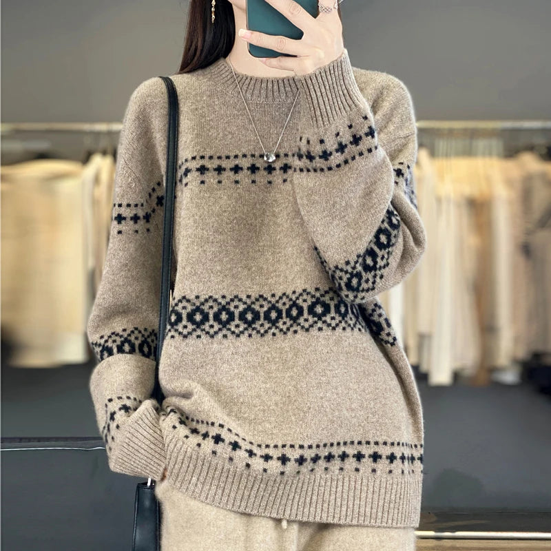 100% Wool Striped Sweater – Oversized Pullover for Winter 2026