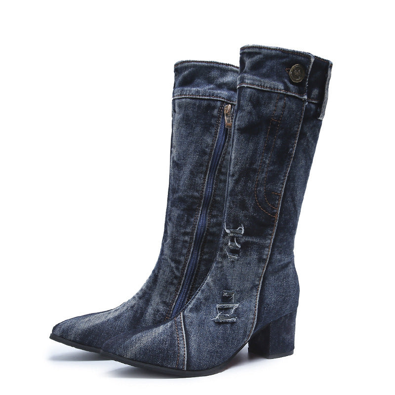 European-Inspired Martin Boots for Women | Hollow-Out Mid-Height Chunky Heel Footwear