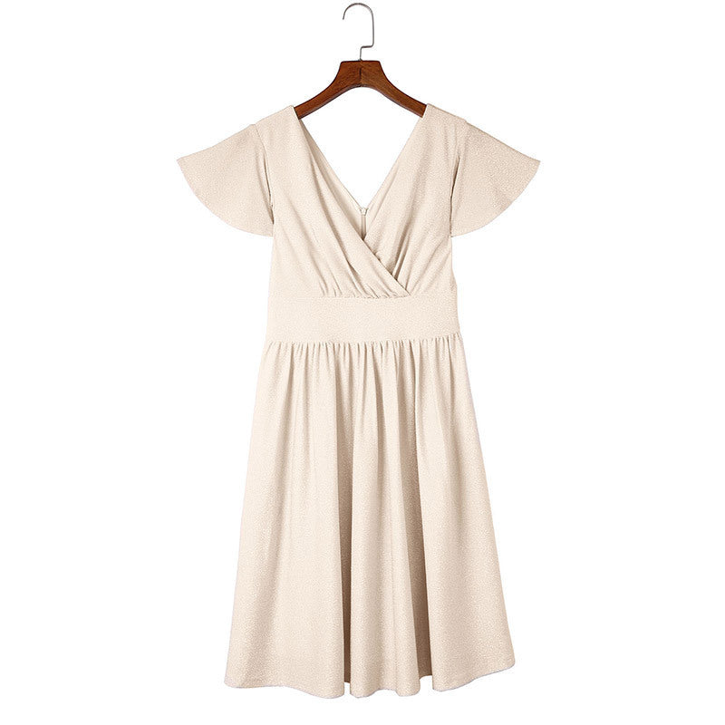 Womens Sexy Deep V Neck Split Slim Midi Dress