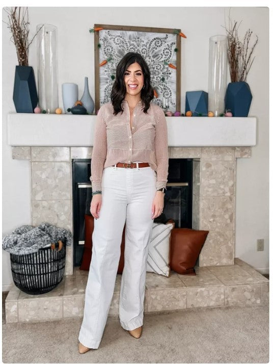 High Waist Wide Leg Vintage Jeans – Cropped Bootcut Cotton Jeans for Women