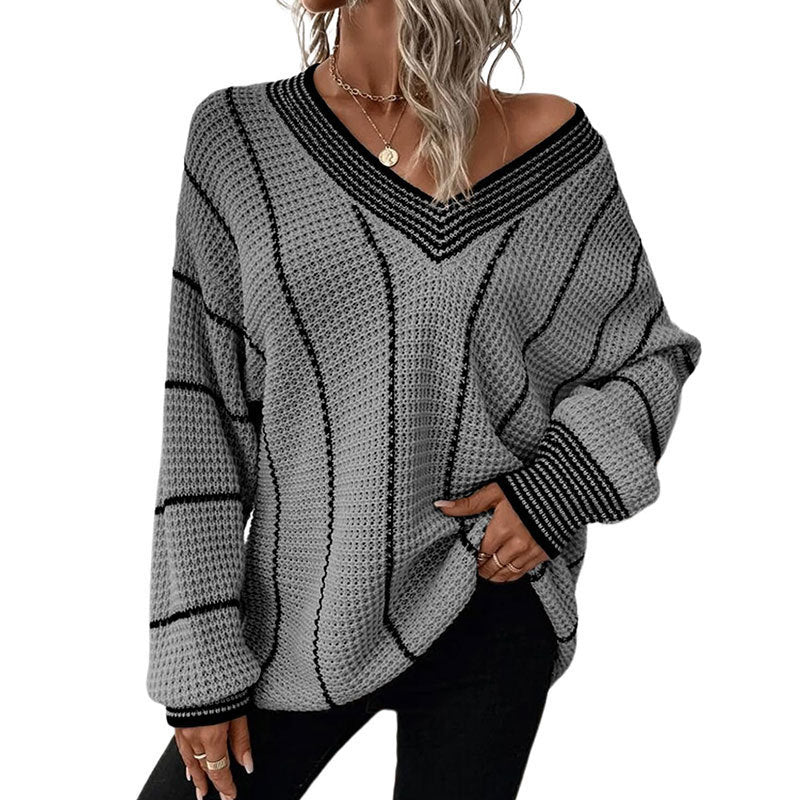 Effortless Elegance: Vertical Knit Casual Pullover
