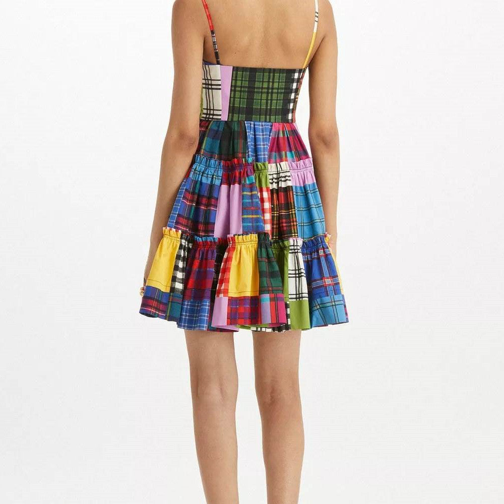 Rainbow Plaid Slip Dress – Colorful Summer Mini Dress for Women