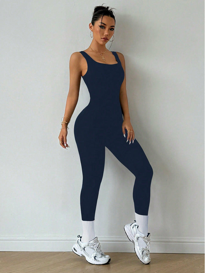 Crisscross Backless One Piece Fitness Women Jumpsuits