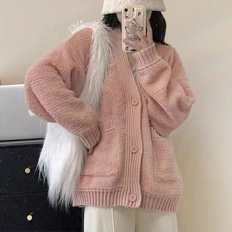 Fashionable Knitted Cardigan Sweater for Women – Cozy Cashmere Top, Elegant Fall & Winter Outfit