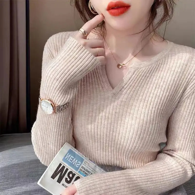 Thin V Neck Autumn Winter Sweaters For Women