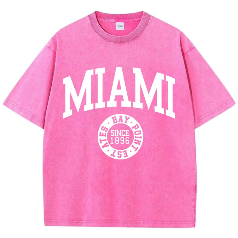 Miami Bay Point Printed Tee – Unisex Organic Cotton T-Shirt, Minimalist Street Style Outfit