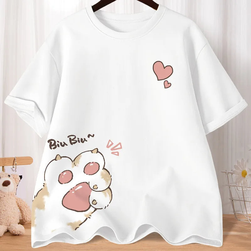 Women’s Cartoon Graphic T-Shirt – Cute Summer Tee for Juniors & Teens, Casual Street Style Outfit