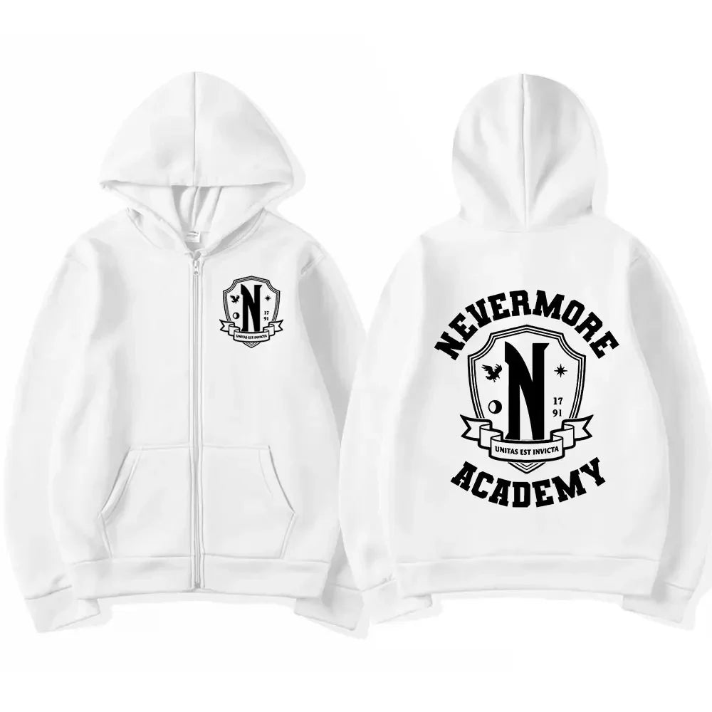 Nevermore Academy Graphic Hoodie – Cozy Autumn & Winter Pullover for Women