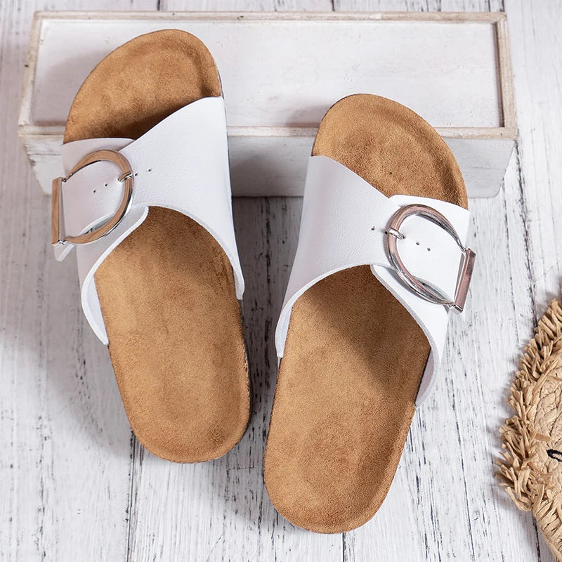 Women’s Buckle Flat Sandals – Birkenstock-Inspired Summer Slides