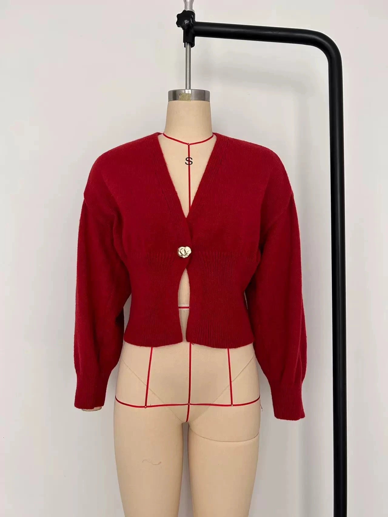 Big Classic Button Deep V Neck Cardigan