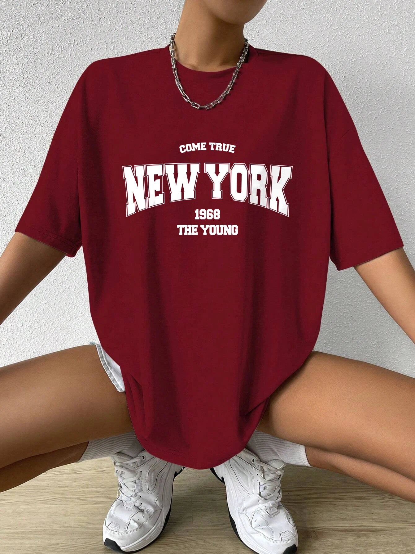 Come True New York Printed Women’s Tee – Organic Cotton Summer T-Shirt, Casual Street Style Outfit