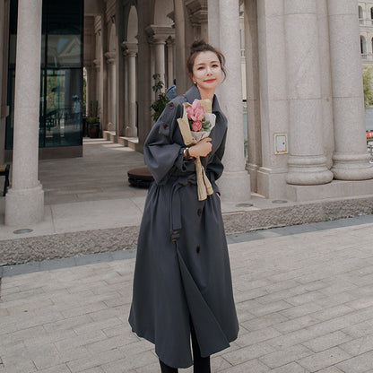 Plain British Style Over The Knee Slim Belt Loose Coat